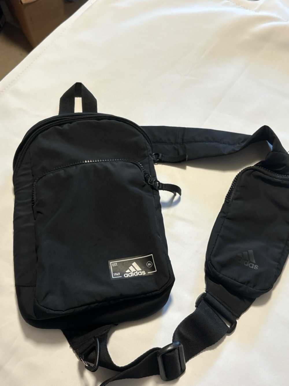 Adidas Black Sling Crossbody Bag w/ Attached Mini Pouch Lightweight